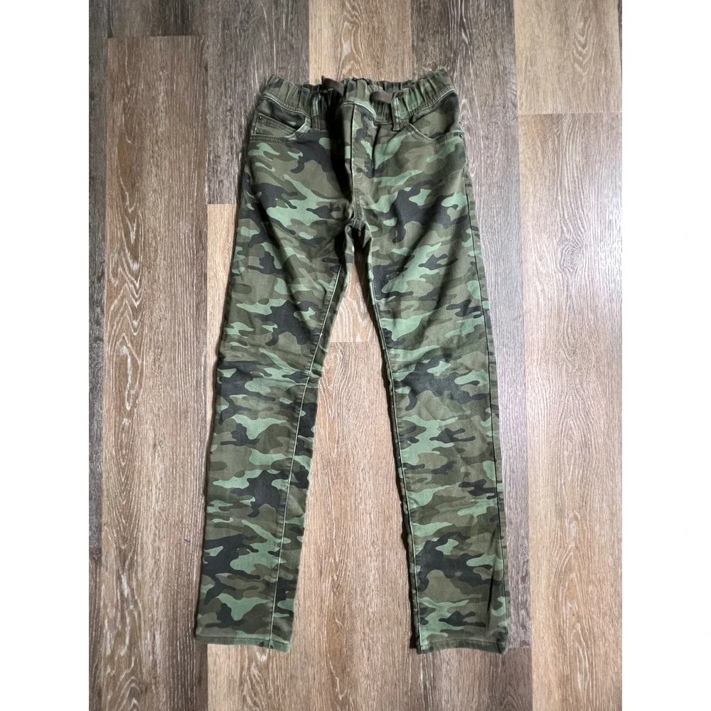 Gap Stretch Slim Pants Kids XXL Green Camo Drawstring Waist Utility